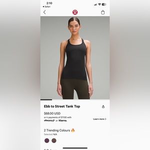 Lululemon Ebb to Street Tank Top